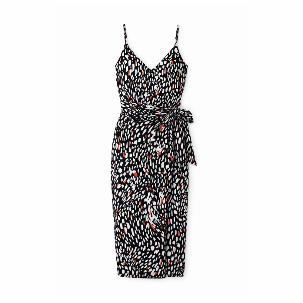 🪡printed faux wrap dress